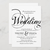 Klassische Schwarz-Weiß-Hochzeit Einladung (Vorne/Hinten)