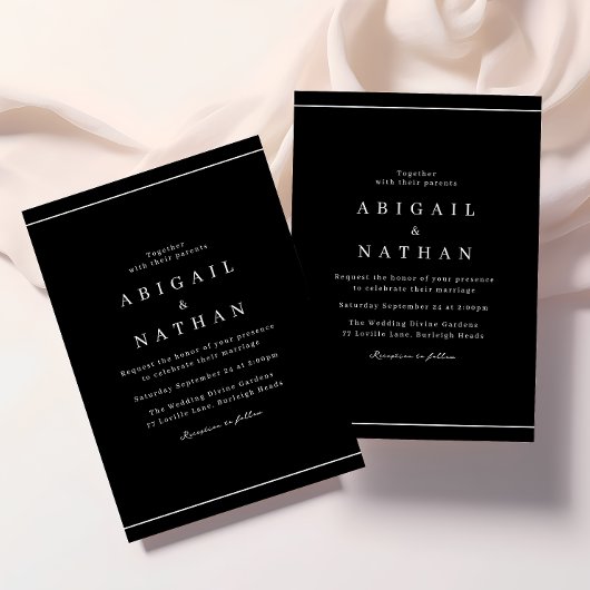 Klassische Schwarz-Weiß-Hochzeit Einladung