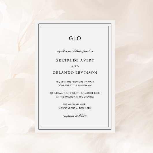 Klassische Schwarz-Weiß-Hochzeit Einladung