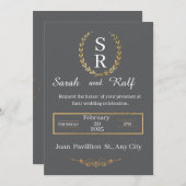 klassische Schwarz-Weiß-Hochzeit Einladung (Vorne/Hinten)