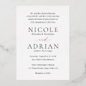 Klassische Schwarz-Weiß-Hochzeit Folieneinladung (Vorderseite)