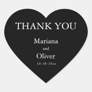 Klassische Schwarz-Weiß-Hochzeit Herz-Aufkleber