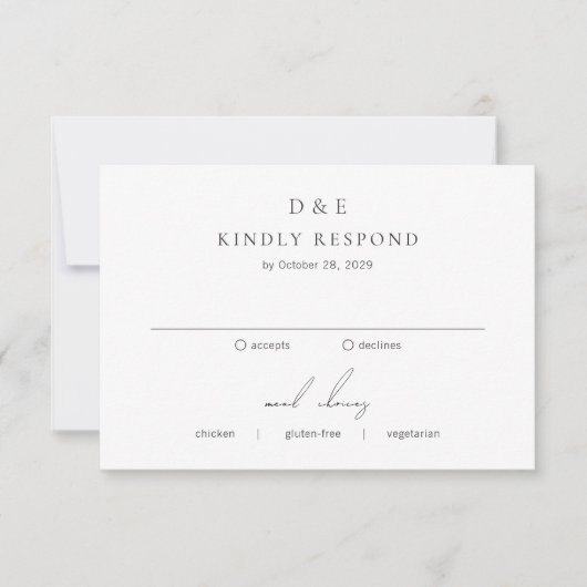 Klassische Schwarz-Weiß-Hochzeit RSVP Karte (Vorderseite)