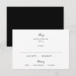 Klassische Schwarz-Weiß-Hochzeit RSVP Karte