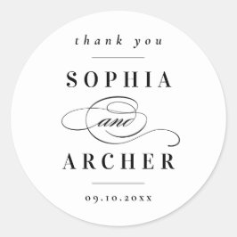 Klassische Schwarz-Weiß-Hochzeit Runder Aufkleber