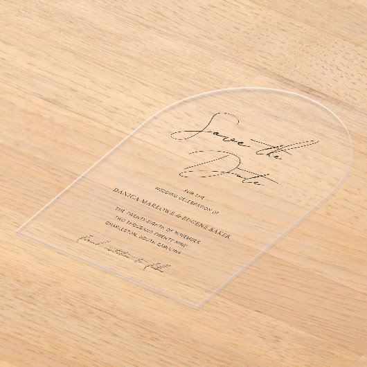 Klassische Schwarz-Weiß-Hochzeit speichern Sie das Acryleinladungen (Ablage )