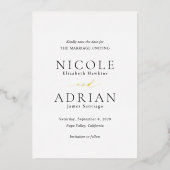 Klassische Schwarz-Weiß-Hochzeit speichern Sie das Folieneinladung (Vorderseite)