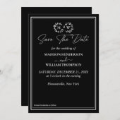 Klassische Schwarz-Weiß-Hochzeit speichert das Dat Einladung (Vorne/Hinten)