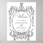 Klassische Schwarz-Weiß-Hochzeit - Willkommen Poster (Vorne)