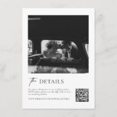 Klassische Schwarz-Weiß-Hochzeitsdetails Qr-Code Begleitkarte (Vorderseite)