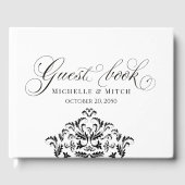 Klassische Schwarz-Weiß-Hochzeitskalligrafie Gästebuch (Vorderseite)