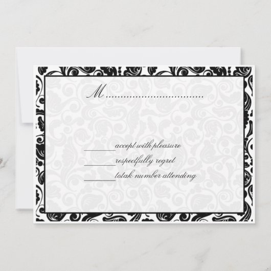 Klassische Schwarz-Weiß-Hochzeitskarte A001 Einladung (Rückseite)