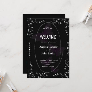 Klassische Schwarz-Weiß-Hochzeitskarte Einladung