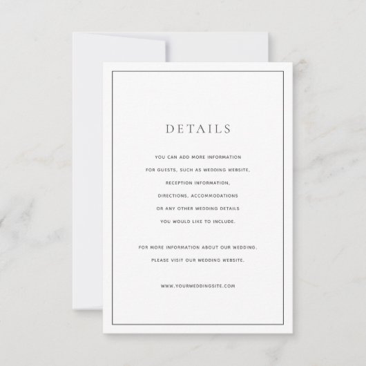 Klassische Schwarz-Weiß-Hochzeitskarte Einladung (Vorderseite)