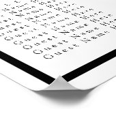 Klassische Schwarz-Weiß-Hochzeitssitze der Band Poster (Ecke)