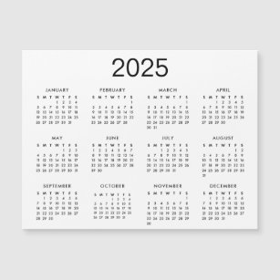 Klassische Schwarz-Weiß-Kalender 2025 Magnetkarte