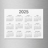 Klassische Schwarz-Weiß-Kalender 2025 Magnetkarte