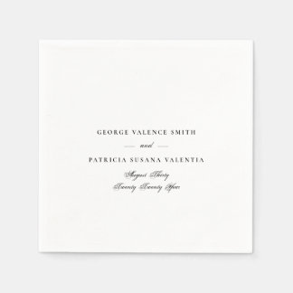 Klassische Schwarz-Weiß-Kalligrafie Elegante Hochz Serviette