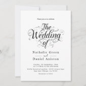 Klassische Schwarz-Weiß-Kalligrafie-Hochzeit Einladung (Vorderseite)