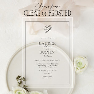 Klassische Schwarz-Weiß-Kalligrafie-Monogramm-Hoch Acryleinladungen