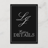 Klassische Schwarz-Weiß-Kalligrafie-Monogramm-Hoch Begleitkarte (Vorderseite)