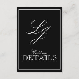 Klassische Schwarz-Weiß-Kalligrafie-Monogramm-Hoch Begleitkarte