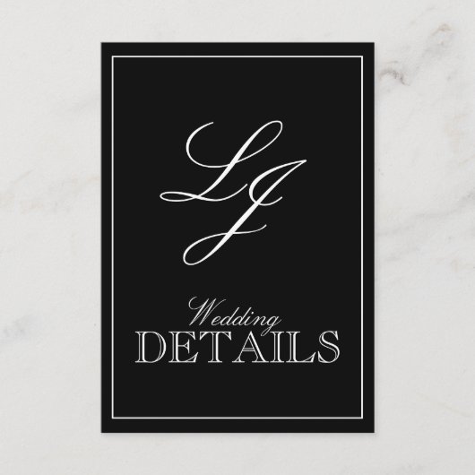 Klassische Schwarz-Weiß-Kalligrafie-Monogramm-Hoch Begleitkarte (Vorderseite)