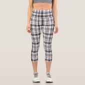 Klassische Schwarz-Weiß-Kariert Capri Leggings (Vorderseite)