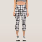 Klassische Schwarz-Weiß-Kariert Capri Leggings (Vorderseite)