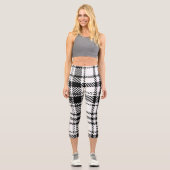 Klassische Schwarz-Weiß-Kariert Capri Leggings (Vorderseite)