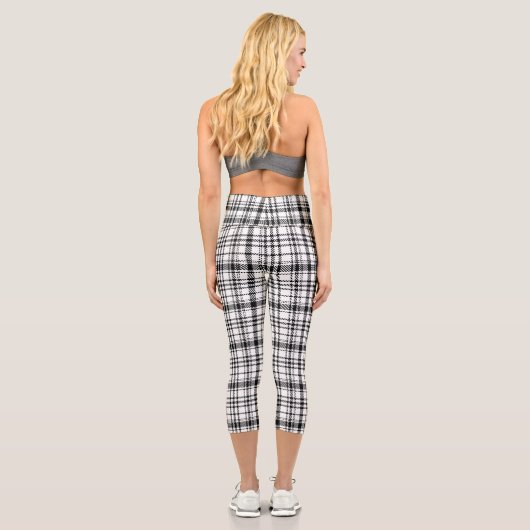 Klassische Schwarz-Weiß-Kariert Capri Leggings (Rückseite)