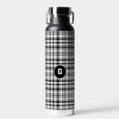 Klassische Schwarz-Weiß-Kariert Trinkflasche (Vorne)