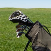 Klassische Schwarz/Weiß-Karos - Initialen und Numm Golf Headcover (In SItu)
