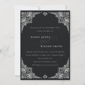 Klassische Schwarz-Weiß-Kunst-Déco Verzierte Verlo Einladung (Vorderseite)