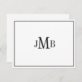 Klassische Schwarz/Weiß Mit Monogramm Wohnung Dankeskarte (Vorne/Hinten)