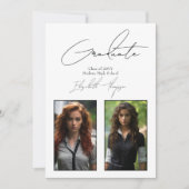 Klassische Schwarz-Weiß-Moderne Graduierungspartei Einladung (Vorderseite)