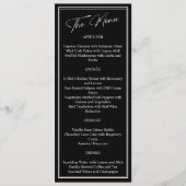 Klassische Schwarz-Weiß-Moderne Hochzeit Menükarte (Vorderseite)