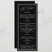 Klassische Schwarz-Weiß-Moderne Hochzeit Menükarte (Vorne/Hinten)