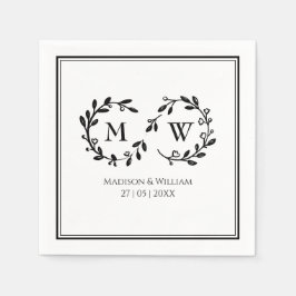 Klassische Schwarz-Weiß-Moderne Hochzeit Serviette