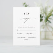 Klassische Schwarz-Weiß-Monogramm-Hochzeit Rsvp Karte (Stehend Vorderseite)