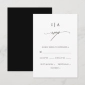 Klassische Schwarz-Weiß-Monogramm-Hochzeit Rsvp Karte (Vorne/Hinten)