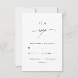 Klassische Schwarz-Weiß-Monogramm-Hochzeit Rsvp Karte