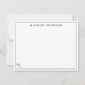 Klassische Schwarz-Weiß-Monogramm-Note Mitteilungskarte (Vorderseite)