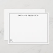 Klassische Schwarz-Weiß-Monogramm-Note Mitteilungskarte (Vorne/Hinten)