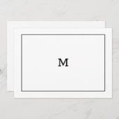 Klassische Schwarz-Weiß-Monogramm-Note Mitteilungskarte (Vorne/Hinten)