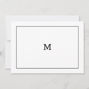 Klassische Schwarz-Weiß-Monogramm-Note Mitteilungskarte