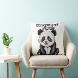 Klassische Schwarz-Weiß-Panda Kunstmalerei Kissen