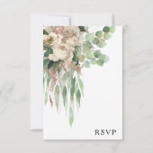 Klassische Schwarz-Weiß-Peonies Hochzeit RSVP Karte (Rückseite)