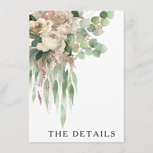 Klassische Schwarz-Weiß-Peonies Hochzeitsdetails Begleitkarte (Vorderseite)