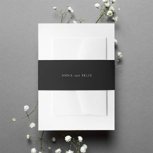 Klassische Schwarz/Weiß-Personalisierte Hochzeit Einladungsbanderole